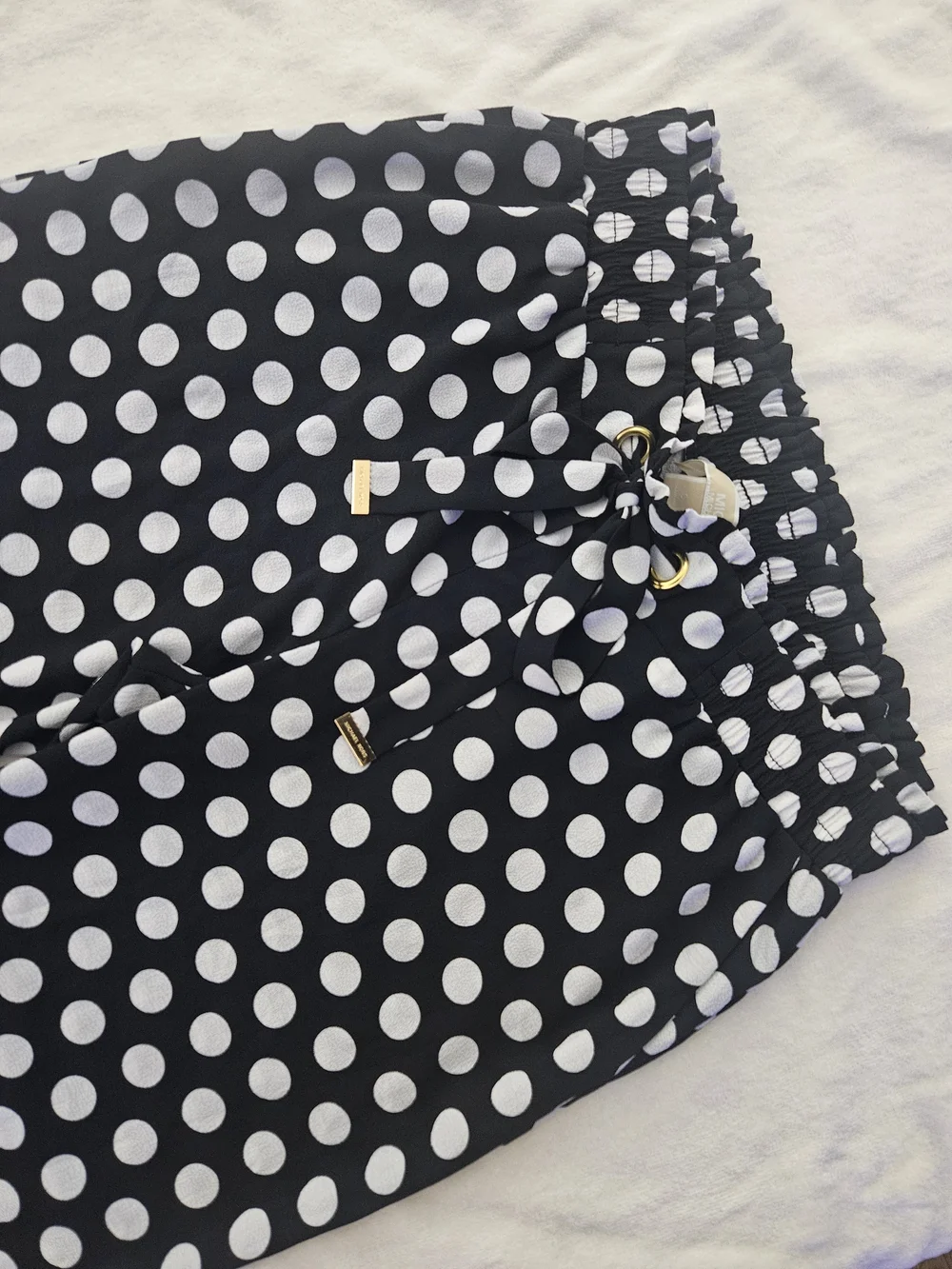 MICHAEL Michael Kors Polka Dot Wide Leg Paperbag Crop Pants - Size S
